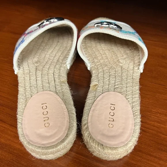 Gucci multi color espadrille slide sandals 36 - Picture 6 of 9